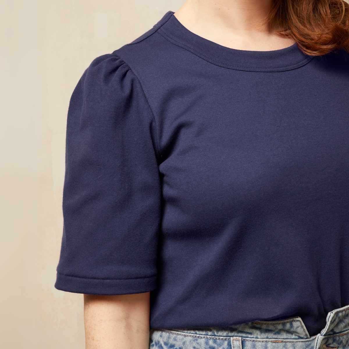 Top "ELISABETH" à manches 3/4 bouffantes