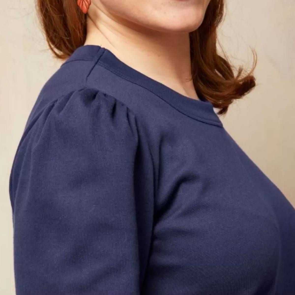 Top "ELISABETH" à manches 3/4 bouffantes