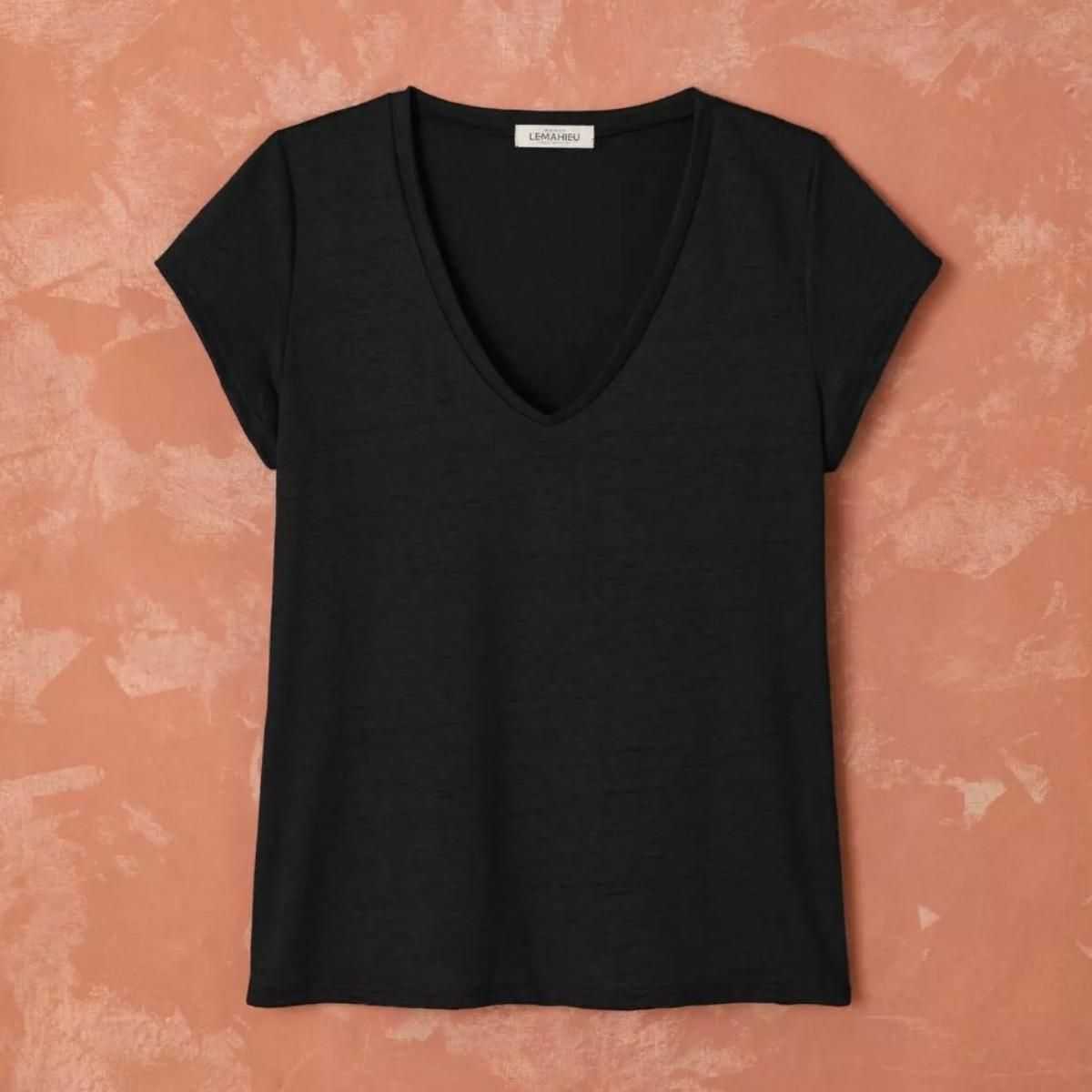 T-shirt "ALINA" 100% lin, col V 