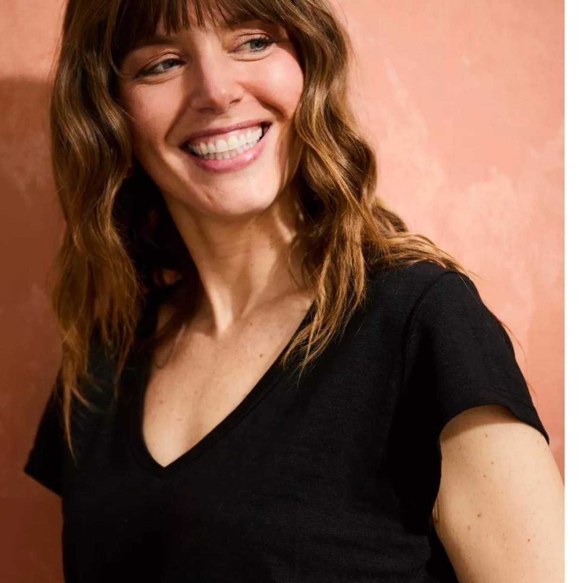 T-shirt "ALINA" 100% lin, col V 