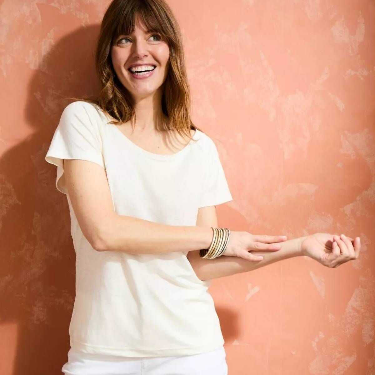 T-shirt "ALINA" 100% lin, col rond large