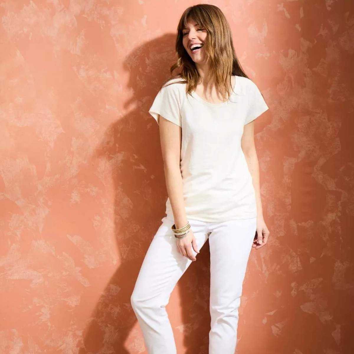 T-shirt "ALINA" 100% lin, col rond large