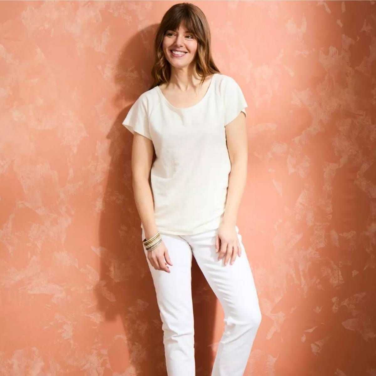 T-shirt "ALINA" 100% lin, col rond large
