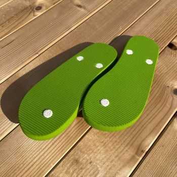Tongs "MILOS" - Semelle verte, pois blancs - Strap blanc