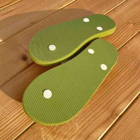 Tongs "PUNTACANA" - Semelle verte, pois blancs - Strap blanc