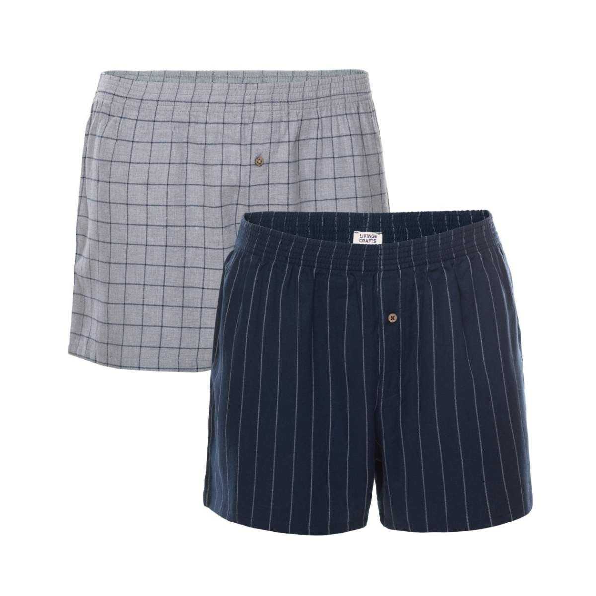 Lot de 2 caleçons "BORIS" à motifs lignes et carreaux