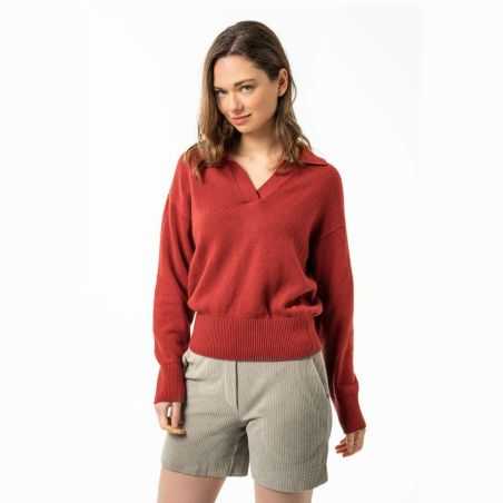 Pull "ULANA" col polo, coton bio et laine