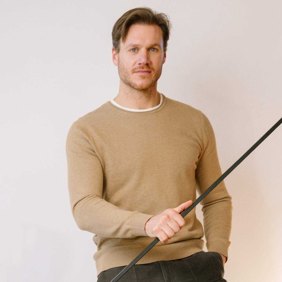 Pull col rond "ULRYK", coton bio et laine 