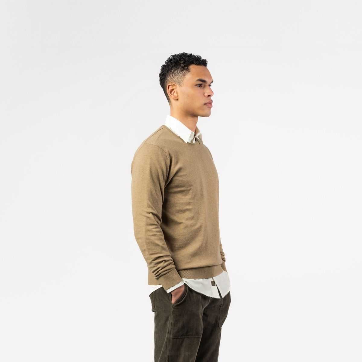 Pull col rond "ULRYK", coton bio et laine 