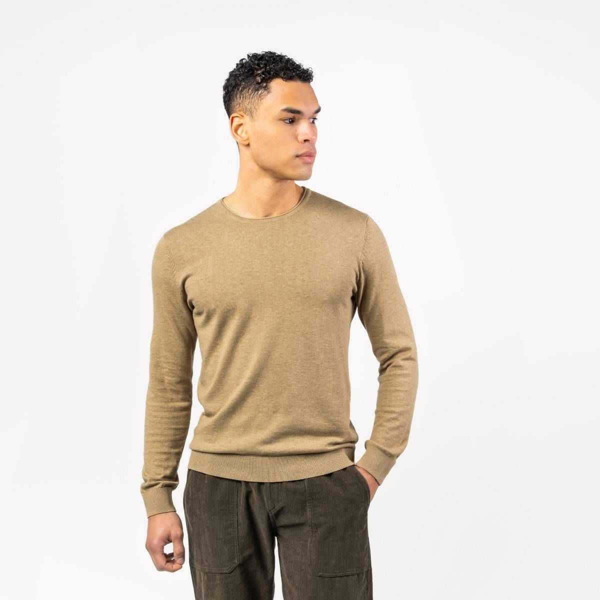 Pull col rond "ULRYK", coton bio et laine 