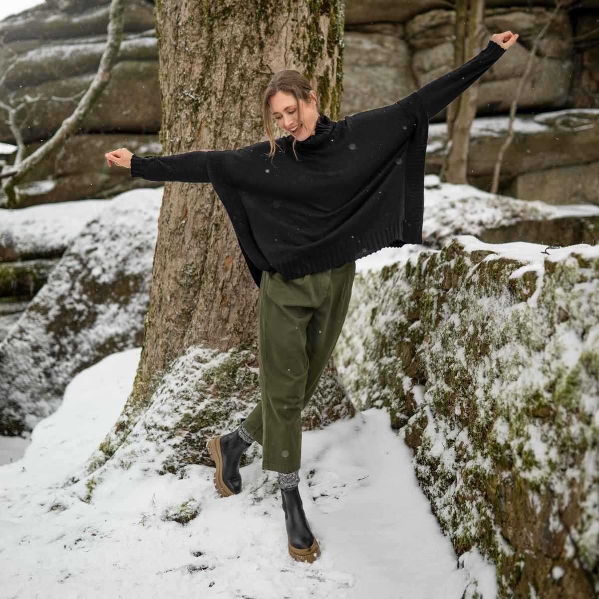 Poncho "PAISLEY", coton bio et laine