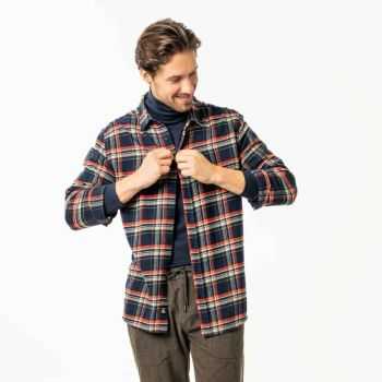 Chemise manches longues "YANNES" à carreaux, 100% coton bio