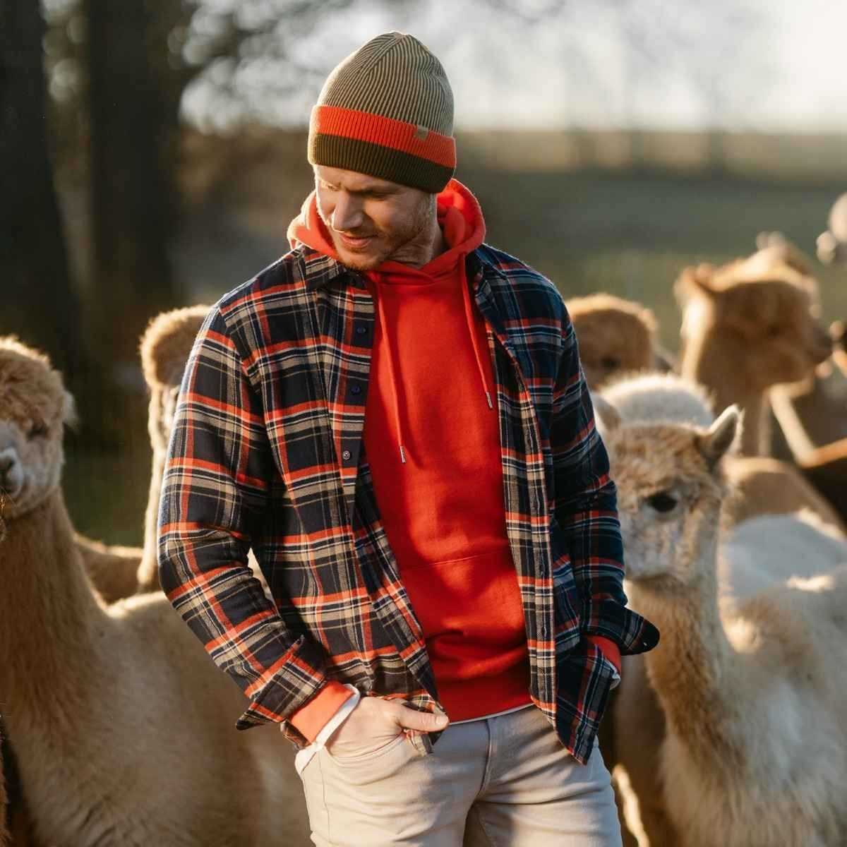 Chemise manches longues "YANNES" à carreaux, 100% coton bio