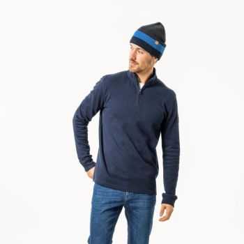 Pull à col zippé "ZEDRIK" manches longues, 100% coton bio