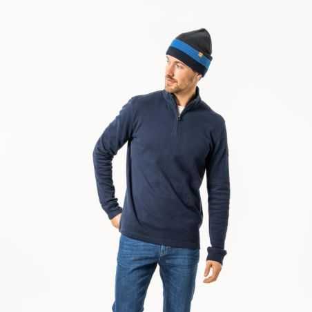 Pull à col zippé "ZEDRIK" manches longues, 100% coton bio