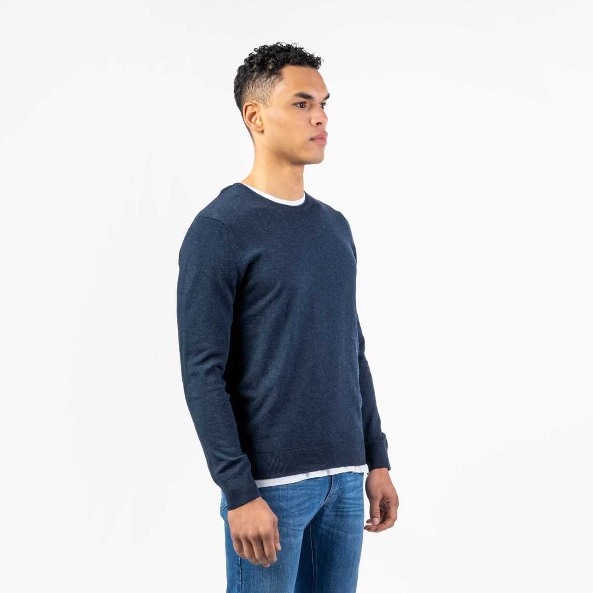 Pull col rond "ULRYK", coton bio et laine 