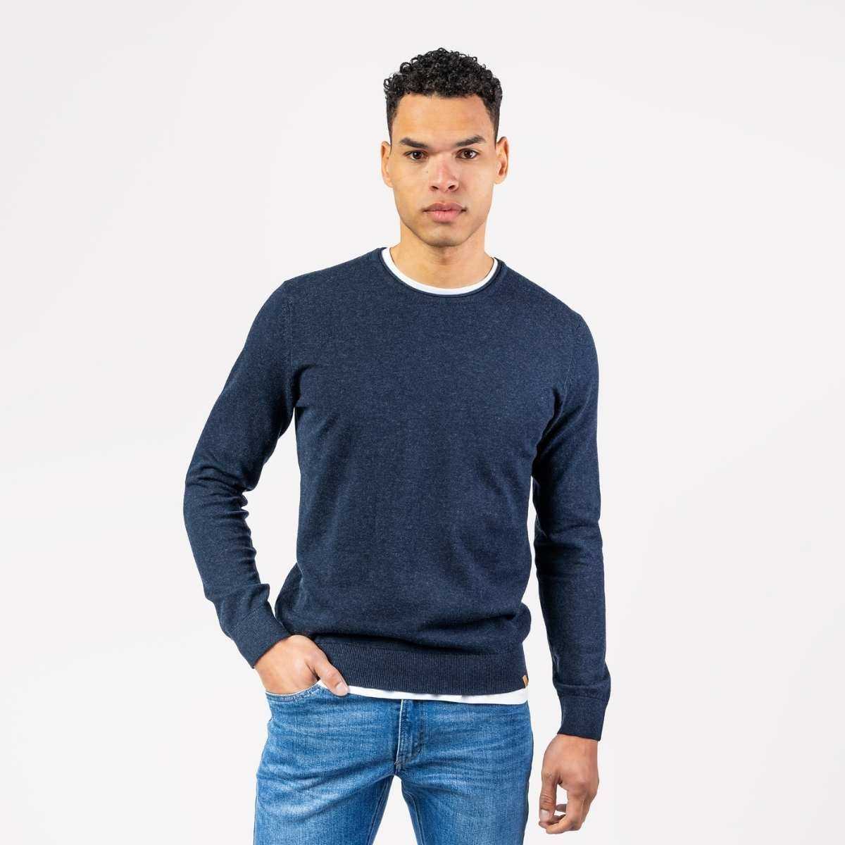 Pull col rond "ULRYK", coton bio et laine 