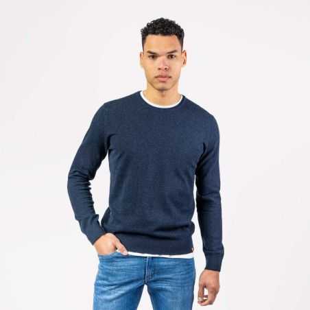 Pull col rond "ULRYK", coton bio et laine 