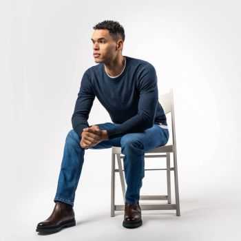 Pull col rond "ULRYK", coton bio et laine 