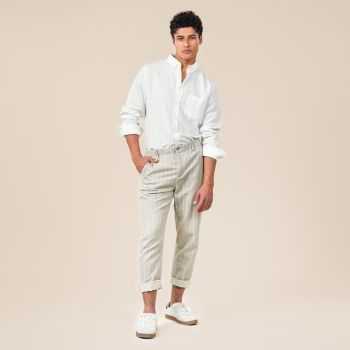 Pantalon "OLEG" rayé, 100% lin