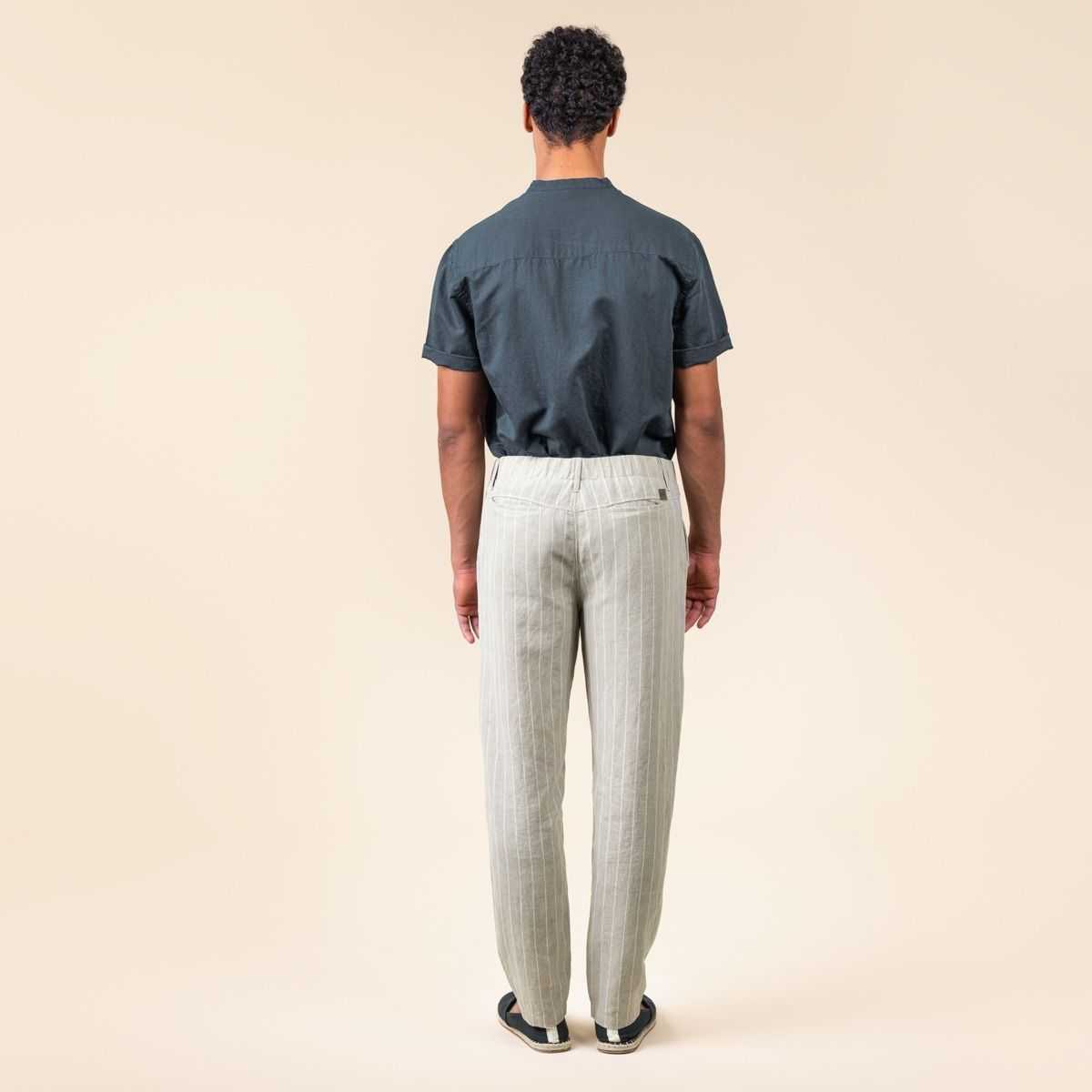 Pantalon "OLEG" rayé, 100% lin