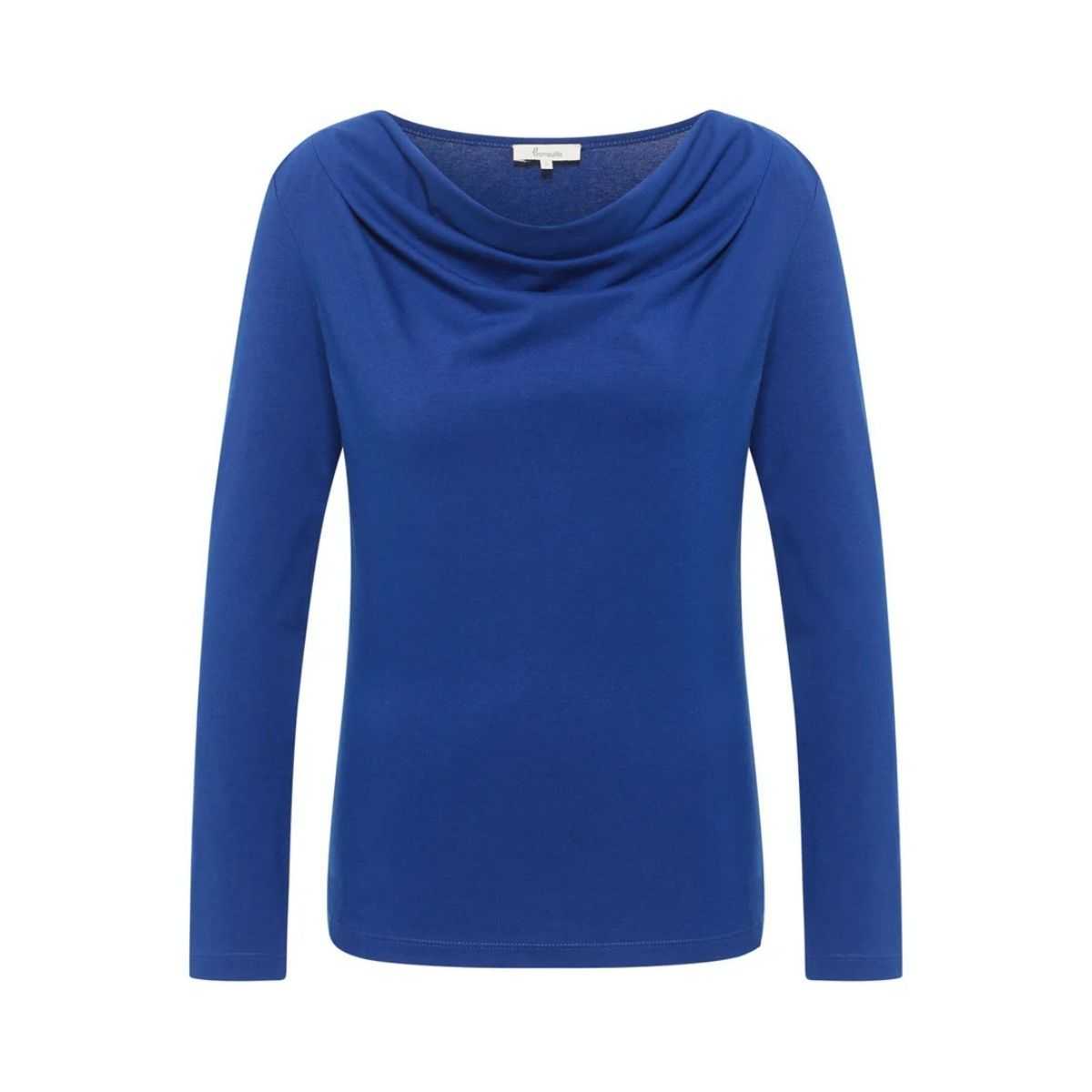 Haut manches longues avec col drapé, coton bio
