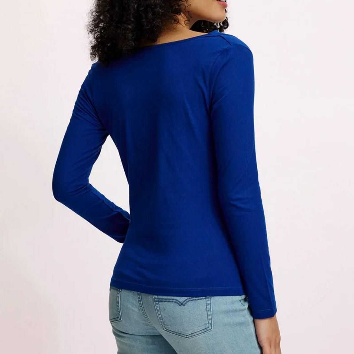 Haut manches longues avec col drapé, coton bio