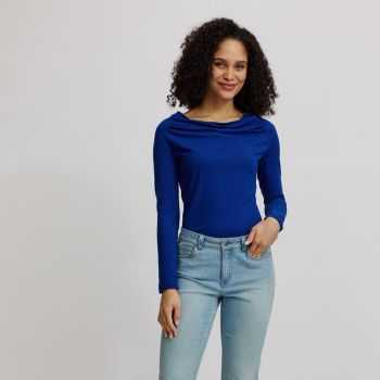 Haut manches longues avec col drapé, coton bio