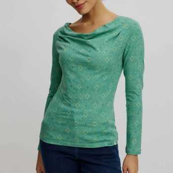 Haut manches longues avec col drapé, coton bio