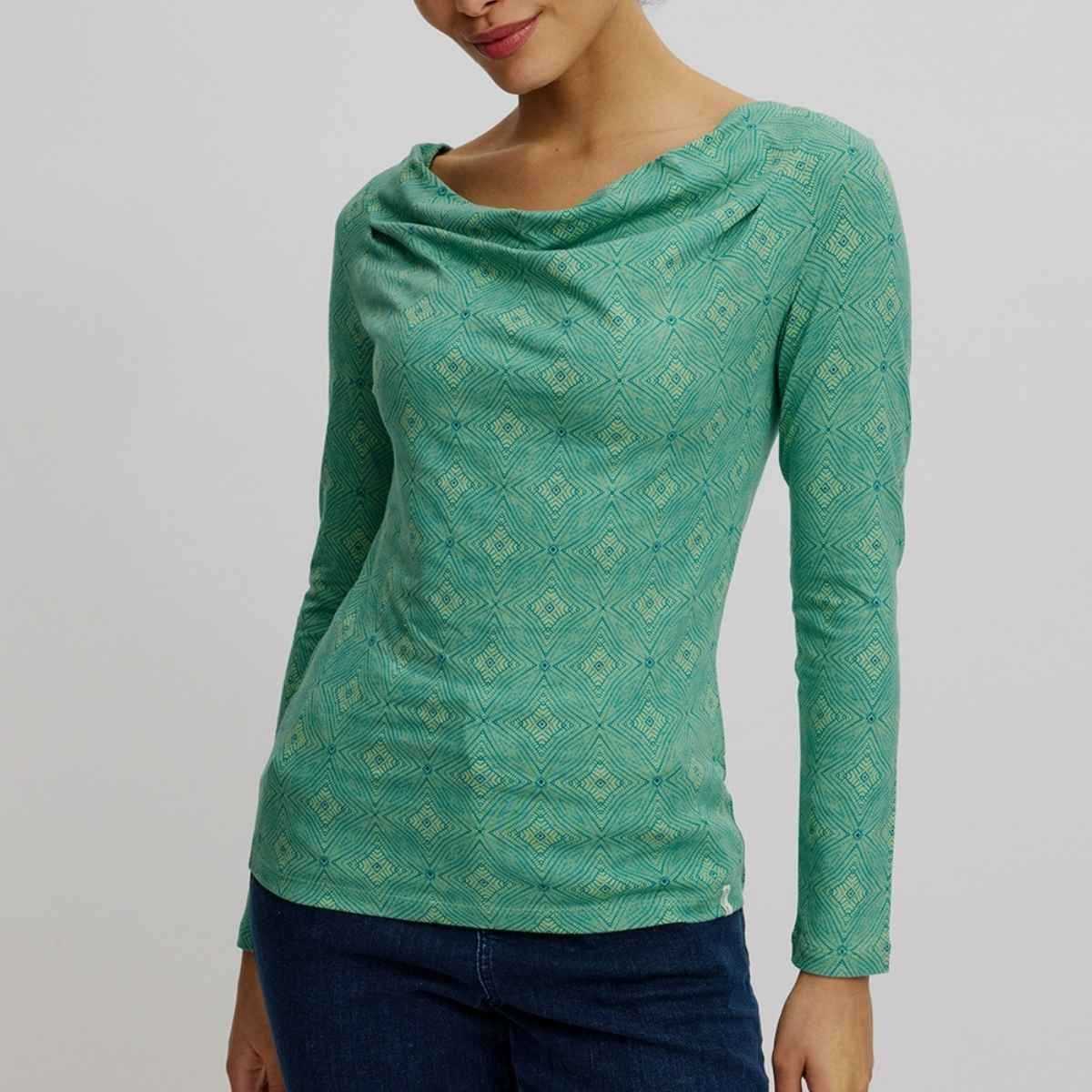 Haut manches longues avec col drapé, coton bio