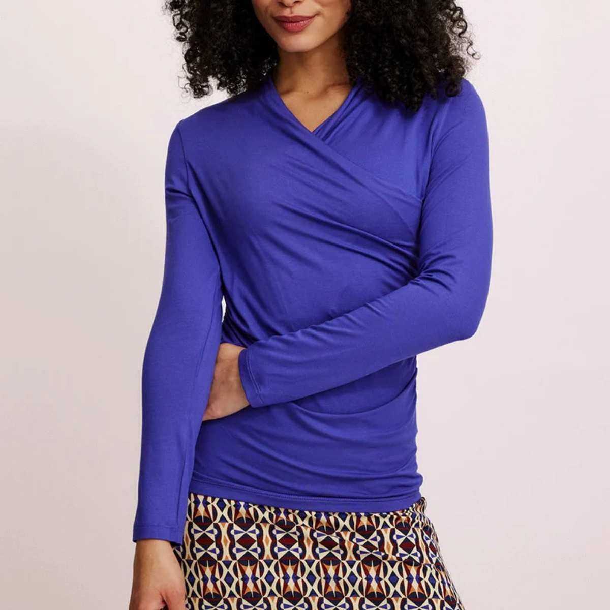 Haut manches longues col cache-cœur, viscose EcoVero™