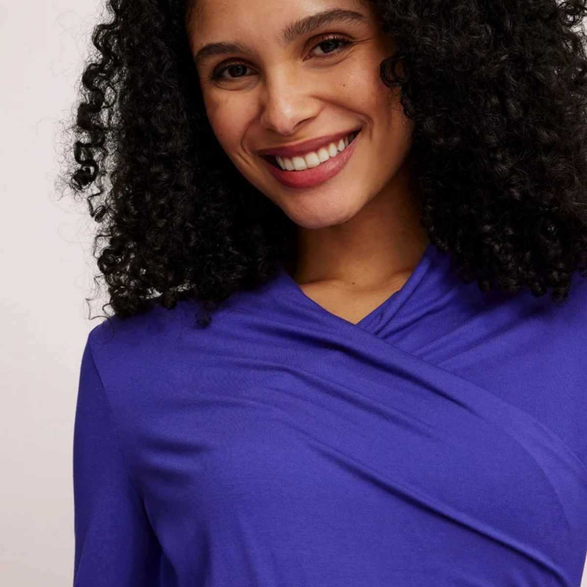 Haut manches longues col cache-cœur, viscose EcoVero™