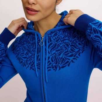 Cardigan zippée à capuche motif jacquard, 100% coton bio Cardigan zippée à capuche motif jacquard, 100% coton bio