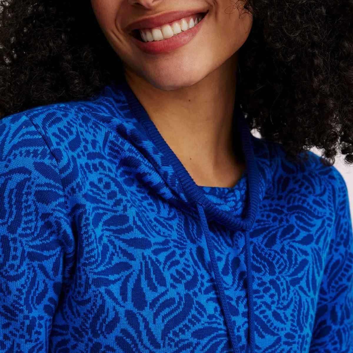 Pull à motif jacquard à col montant, 100% coton bio