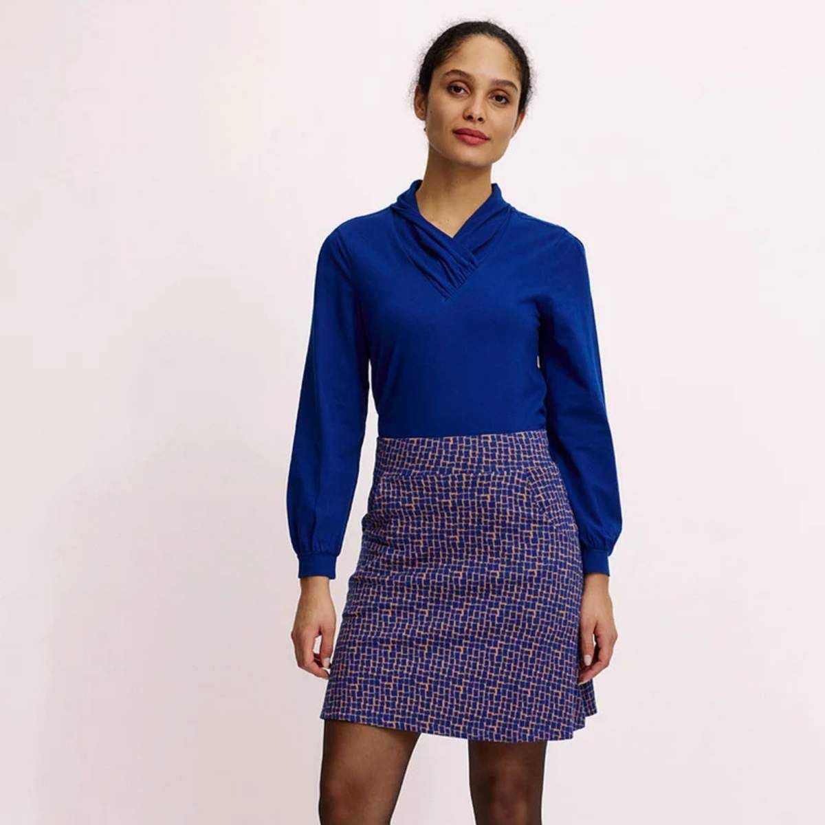 Jupe trapèze en jersey jacquard, coton bio