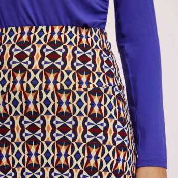 Jupe midi mi-longue imprimé géométrique, 100% viscose EcoVero™
