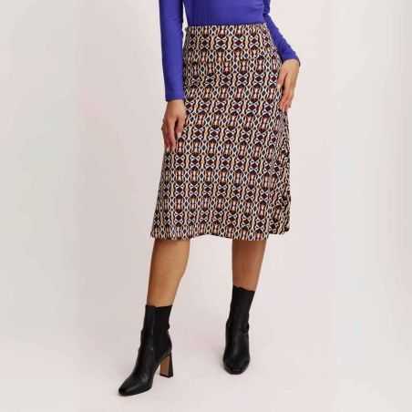 Jupe midi mi-longue imprimé géométrique, 100% viscose EcoVero™