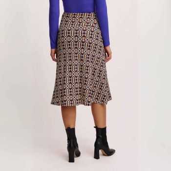 Jupe midi mi-longue imprimé géométrique, 100% viscose EcoVero™