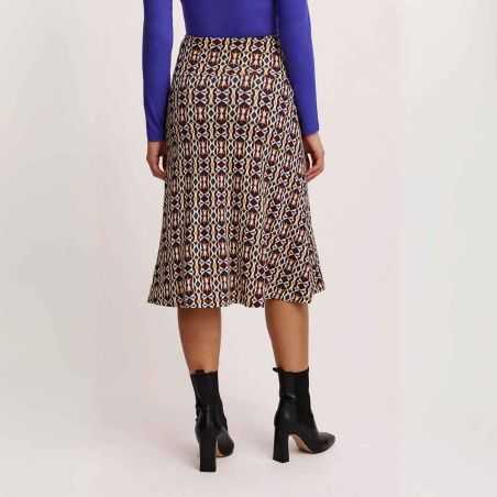 Jupe midi mi-longue imprimé géométrique, 100% viscose EcoVero™