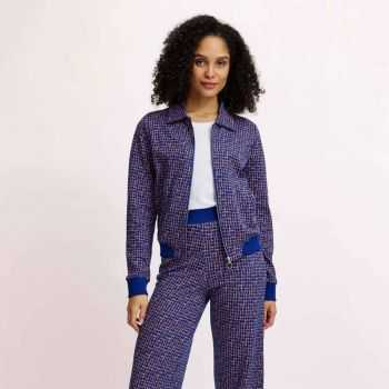 Veste en maille tricotée zippée look rétro, en coton bio