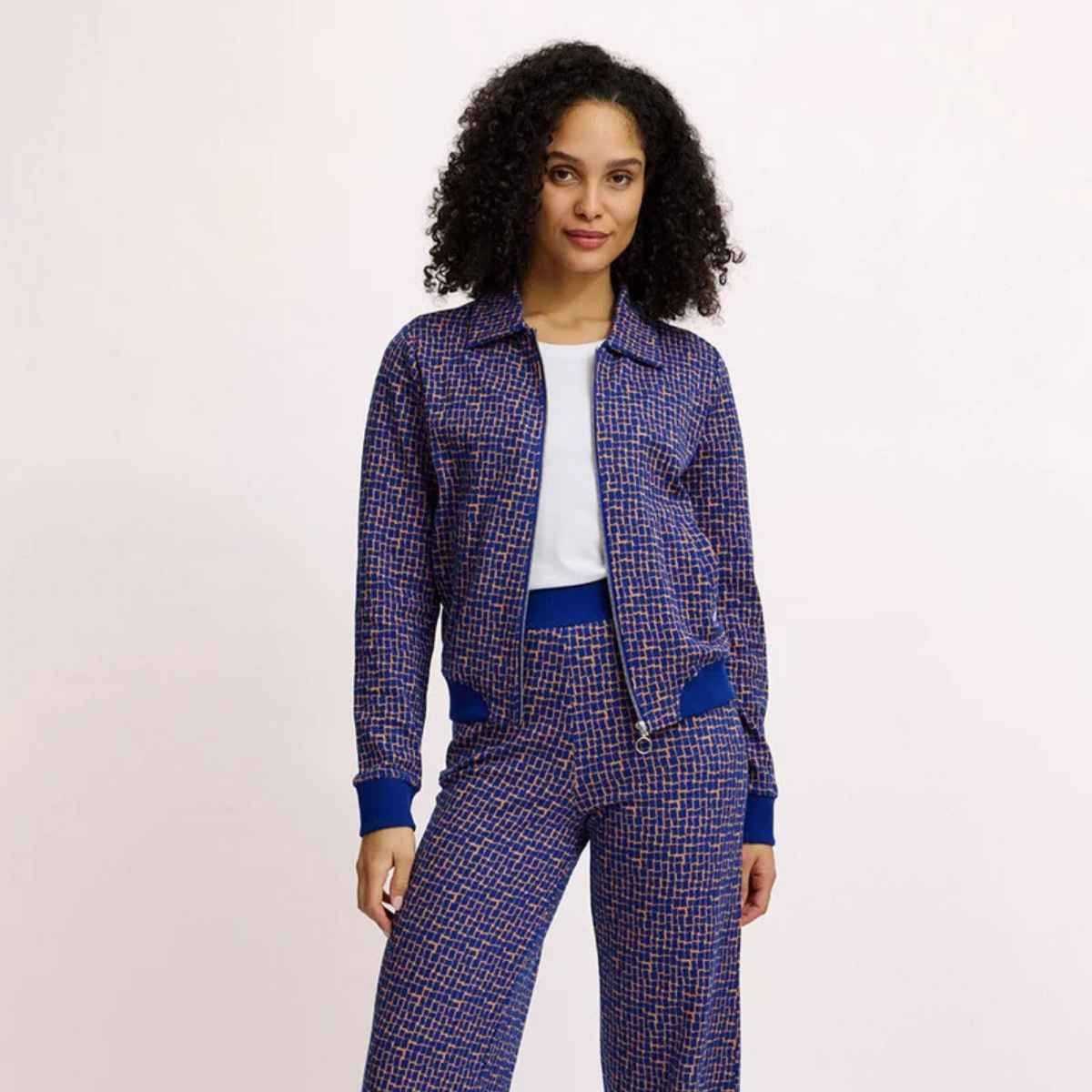 Veste en maille tricotée zippée look rétro, en coton bio