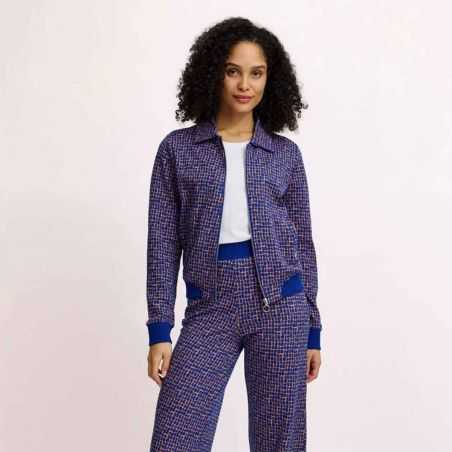 Veste en maille tricotée zippée look rétro, en coton bio