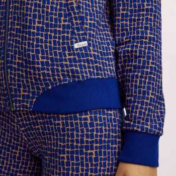 Veste en maille tricotée zippée look rétro, en coton bio