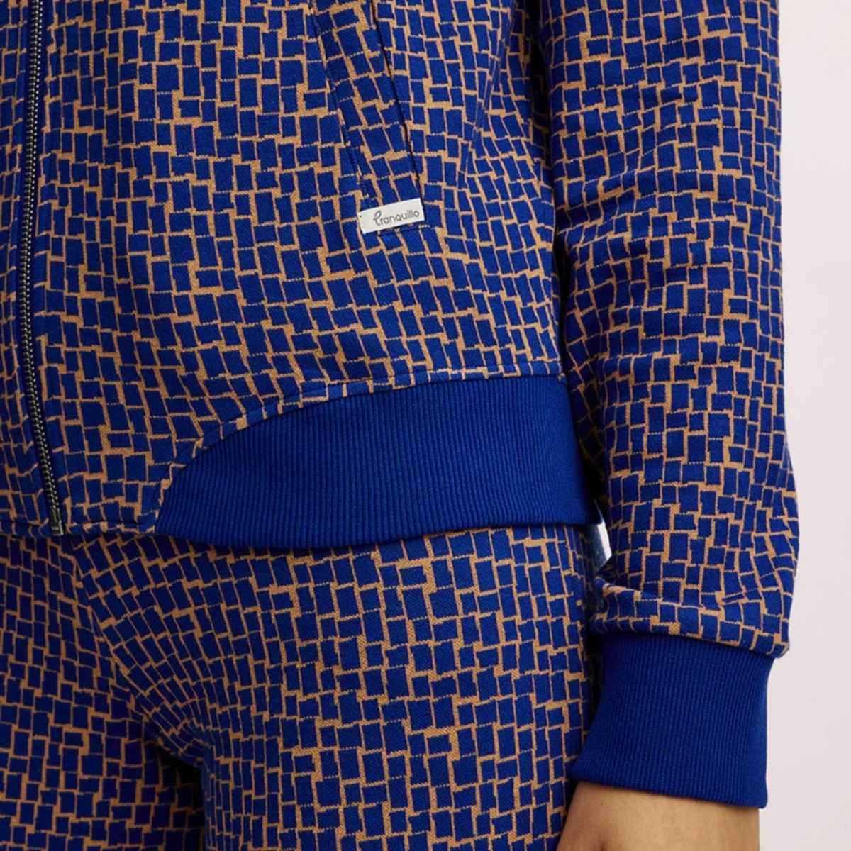 Veste en maille tricotée zippée look rétro, en coton bio