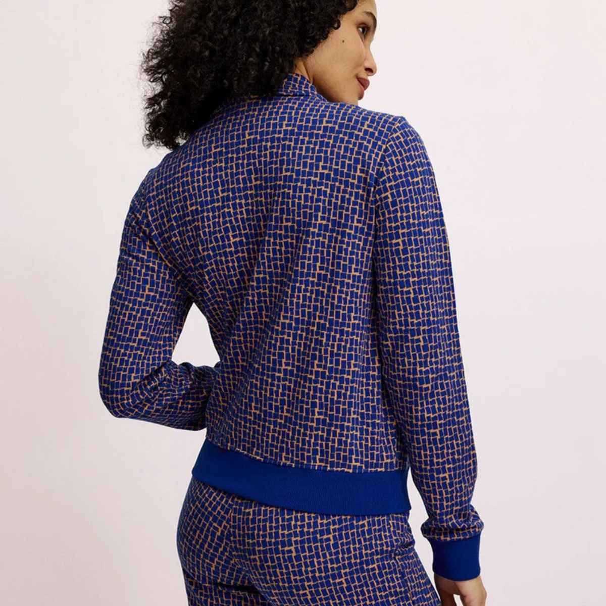 Veste en maille tricotée zippée look rétro, en coton bio