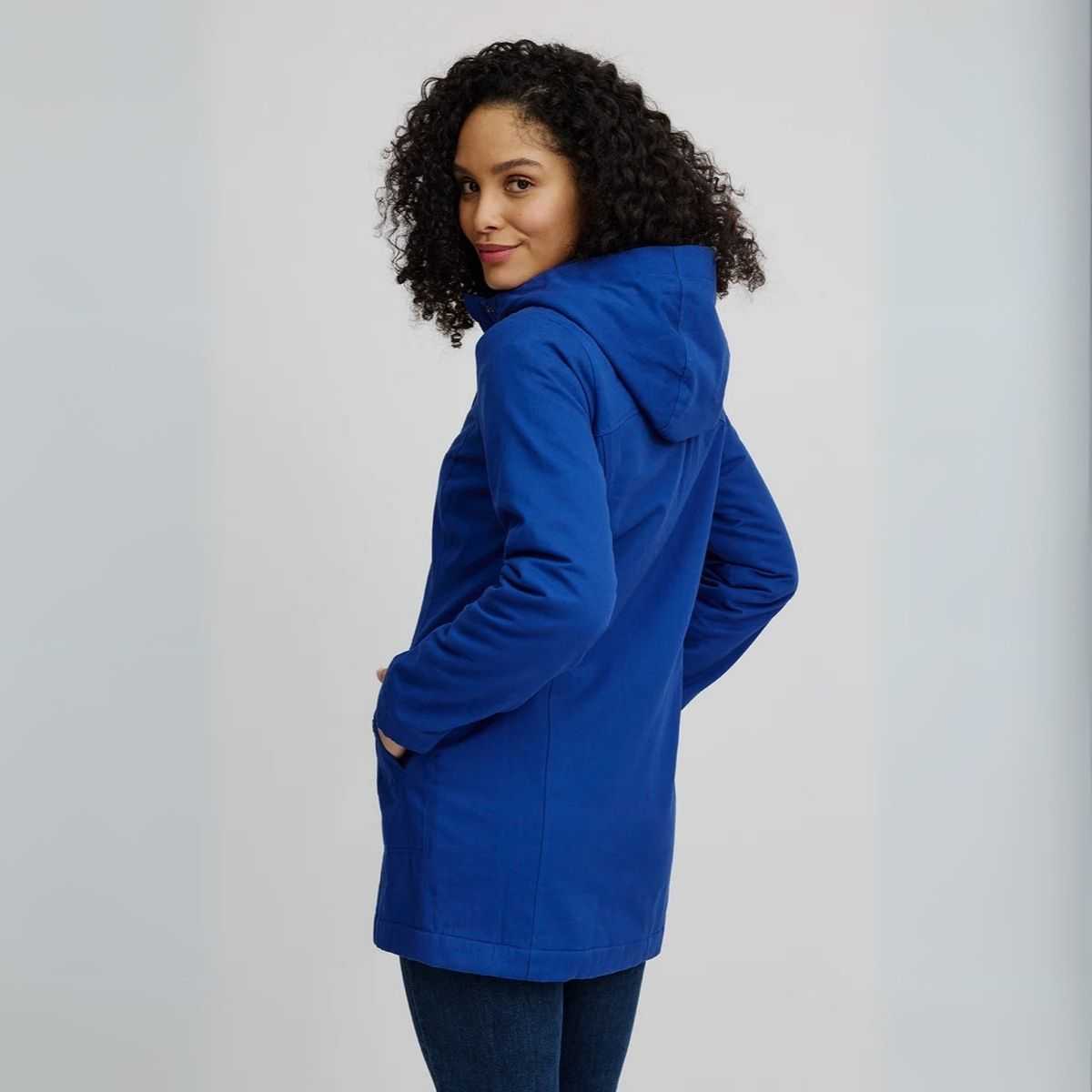 Parka ajustée femme en coton bio avec doublure polaire Sherpa polyester recyclé