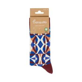 Chaussettes "FIRED BRICK" motif géométrique, 90% coton bio