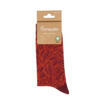 Chaussettes "FIRED BRICK" motif végétal, 90% coton bio
