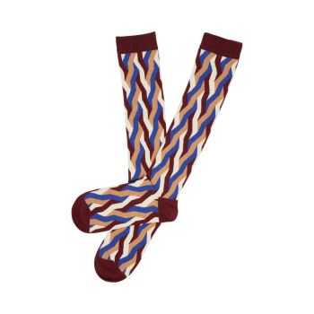 Chaussettes hautes "FIRED BRICK" motif géométrique, 90% coton bio