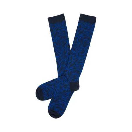 Chaussettes hautes "INK" motif fleuri, 90% coton bio